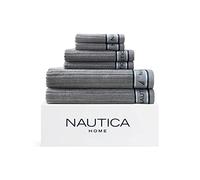 Nautica - Juego de 6 Toallas de baño, algodón Suave y Absorbente, decoración de baño de Peso Medio, Esenciales para Dormitorio (Gris Distintivo, 6 Piezas)