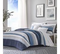 Nautica | Juego de edredón, 100, Reversible, Ropa de Cama ultrasuave, Incluye Almohadas Decorativas adicionales, algodón, Azul Marino Westport, tamaño King
