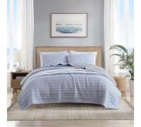Nautica - Juego de edredón tamaño Queen, Ropa de Cama Reversible de algodón con Fundas a Juego, decoración del hogar Inspirada en el Mediterráneo para Todas Las Estaciones (Azul Agua, Queen)
