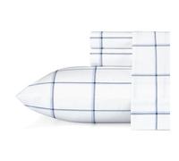 Nautica Juego de Ropa de Cama de percal de algodón, vigorizante, Fresco, Ligero y Transpirable, 100% Azul parcela/Blanco, tamaño Queen