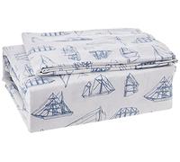 Nautica - Juego de sábanas King, Juego de Ropa de Cama de percal de algodón, Fresco y Fresco, Ligero y Transpirable (Madera Blanca Azul Vela, King)