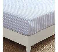 Nautica - Sábana Bajera de tamaño King, Ropa de Cama de percal de algodón, Fresca y Fresca, decoración Casual para el hogar (Beaux Stripe Blue, King)