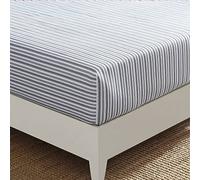 Nautica - Sábana Bajera de tamaño King, Ropa de Cama de percal de algodón, Fresca y Fresca, decoración Casual para el hogar (Coleridge Stripe Charcoal, King)