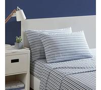 Nautica - Sábanas tamaño Individual, Juego de Ropa de Cama de percal de algodón, decoración Casual para el hogar (Coleridge Stripe Blue, Individual)