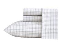 Nautica - Sábanas tamaño Queen, Juego de Ropa de Cama de percal de algodón, decoración del hogar a Cuadros, Certificado Oeko-Tex (Azul a Cuadros malores, Queen)