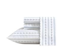 Nautica - Sheets, Cotton Percale Bedding Set with Matching Pillowcases, Crisp & Cool, Deep Pocket (Anchor Lines Blue, King)