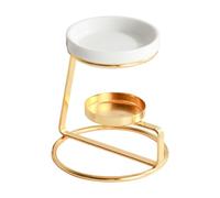 Navna Calentador de aceites esenciales de cerámica con soporte para velas | Soporte de metal, cuenco para derretir cera, decoración de aroma de mesa para dormitorio, sala de estar