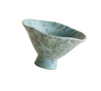 Navna Macetero de cerámica, C | Cuenco de pedestal inspirado en el arte con acabado de mármol azul y verde para estilo de estantes y decoración de plantas de