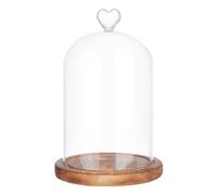 NBEADS Cúpula de Cristal En Forma de Corazón, Terrario de Tarro de Campana Cloche de 22cm de Largo con Base de Madera para Decoración de Escritorio de Velas Aromáticas, Claro