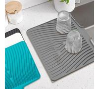 NbgrvB Almohadilla de secado de platos de silicona térmica, innovadora alfombrilla antideslizante de drenaje inclinable para organización de cocina