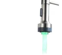 NbgrvB Cabezal rociador LED para fregadero de cocina con sensor de temperatura, extraíble para boquilla de pulverización de repuesto G1/2 rosca para grifos de un solo mango, plástico plateado fácil de