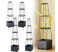 NbgrvB Cama de jardín elevada con sistema de riego automático, caja de plantación modular con enrejado para trepar verduras, flores, patio, balcón
