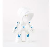 NbgrvB Creative Robot - Lámpara de mesa inalámbrica LED con brazos posables, decoración de escritorio amigable con los ojos para dormitorio de niños, ABS, luz de estado de ánimo portátil, color blanco