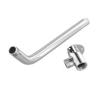 NbgrvB Extensión de brazo de ducha de acero inoxidable para montaje en pared, conector de manguera inferior con acabado cromado de 30 cm de longitud para baño u hotel, brazo + base, color plateado