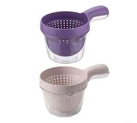 NbgrvB Juego de 2 cuencos de lavado de frutas de doble capa con asa, cesta de drenaje de plástico y colador para frutas pequeñas, contenedor de almacenamiento de diseño colgante para fregadero de