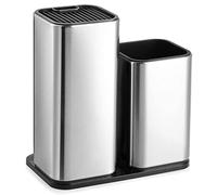 NbgrvB Juego de soportes 2 en 1 separables y utensilios de cocina, organizador de cocina de acero inoxidable con ranura para tijera, pestañas de fricción seguras, color plateado