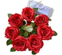 NbgrvB Kit de decoración de coche de boda con 9 ventosas de flores de seda (rojo)