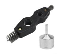 NbgrvB Kit de limpieza de tuberías de cobre para taladro con mango hexagonal, cepillo de limpieza de tubos de metal con cerdas de acero fino, cepillo de batería 4 en 1, cabezal doble (15 mm)