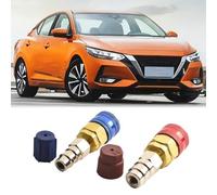 NbgrvB Paquete de 2 adaptadores de extensión de acoplador rápido R134a A/C, montaje lateral de 180°, conectores de alta presión y baja presión para coche, juego de manómetros de aire acondicionado