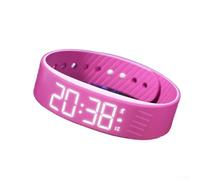 NbgrvB Reloj despertador vibratorio para usuarios sordos y con discapacidad auditiva con cronómetro y contador de calorías, pulsera silenciosa recargable roja (rojo rosa)