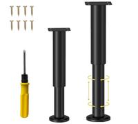 NCRGB 2PCS Patas Pies Ajustables Pata de MeAjustable,Regulables con 16 Kit Destornillador y Tornillos,para Armarios Mesillas de Noche Camas Escritorios Cómoda Estantería (Negro, 25-43 cm)