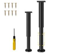 NCRGB 2PCS Patas Pies Ajustables Pata de MeAjustable,Regulables con 16 Kit Destornillador y Tornillos,para Armarios Mesillas de Noche Camas Escritorios Cómoda Estantería (Negro, 40-70 cm)