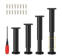 NCRGB 4 PCS Patas Pies Ajustables Pata de MeAjustable,Regulables con 16 Kit Destornillador y Tornillos,para Armarios Mesillas de Noche Camas Escritorios Cómoda Estantería (Negro, 25-43 cm)