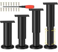 NCRGB 4 PCS Patas Pies Ajustables Pata de MeAjustable,Regulables con 16 Kit Destornillador y Tornillos,para Armarios Mesillas de Noche Camas Escritorios Cómoda Estantería (Negro, 12-18 cm)