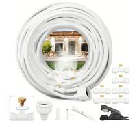 Nebulizadores para exterior, manguera de niebla + adaptador de latón (3/4"), sistema de nebulización exterior para enfriar, paraguas, dosel, patio trasero, blanco 60FT