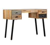 Nebuln Escritorio de madera maciza de teca reciclada, 110 × 50 × 76 cm, con 4 cajones, pulido y lacado, ideal para oficina, oficina en casa, estudio y habitación de estudiantes