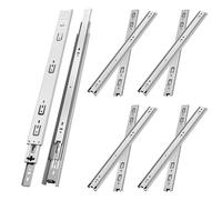 NECILO Guías para cajones, 200 mm, Capacidad de Carga 45 kg, Corredera de Rodamientos, Extensión Total 3 Piezas, Montaje Lateral, 5 Pares (Plata)