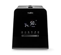 Nedis HUMI150BKW | Humidificador inteligente Wi-Fi SmartLife | 30 W | Niebla fría y caliente | Depósito de 5,5 L | Higrómetro integrado | Temporizador | Mando a distancia | Modo nocturno | Negro