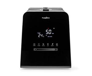 Nedis HUMI150BKW | Humidificador inteligente Wi-Fi SmartLife | 30 W | Niebla fría y caliente | Depósito de 5,5 L | Higrómetro integrado | Temporizador | Mando a distancia | Modo nocturno | Negro