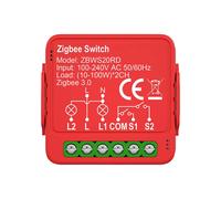 Nedis Interruptor Conectado Zigbee 3.0 Doble 2x100W sin Neutro Vocal, Rojo