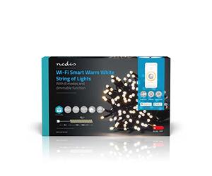 NEDIS SmartLife - LED decorativo - Cuerda - Blanco cálido - 100 LED - Interior y exterior - 7 patrones de movimiento - 10 m - Android/IOS