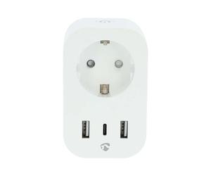 Nedis SmartLife Smart Stecker Wi-Fi | Leistungsmesser | 3680 W | Type F (CEE 7/7) / 1x USB-C™ / 2X USB | 0-55 °C |