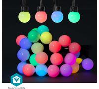 Nedis WIFILP02C48, Guirnalda decorativa ligera, color negro, IP65, color negro, 48 bombillas, módulo LED SMD