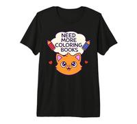Need More Coloring Books Cute Cat & Colored Pencil Design Camiseta Premium