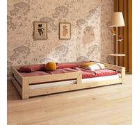 Need Sleep Montessori Cama Infantil de Suelo 120 x 200 cm, Con Protección Anticaídas, Somier de Láminas, Cama Baja de Madera Para Niños y Niñas