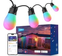 NEEWER Guirnalda Exterior 144ft RGB IC Blanco Control App,45 Bombillas IP65 Impermeable 50+ Escenas Decoración Patio Balcón Jardín Compatible Alexa Google, NR01