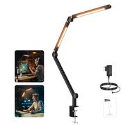 NEEWRE Basics 42,5" Clip On Desk Lamp para Home Office, 12W Aluminum Alloy Dual Bar LED Dimmable Architect Table Light Bi Color Foco para Monitor Computer Videoconferencia Iluminación CRI95+, ME-DL02
