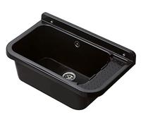 Negrari 2051BNAM - Lavabo de pared de resina, resistente a los ácidos, ideal para lugares húmedos, exterior, 60 x 34 x 21 cm, negro brillante
