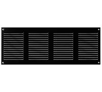 Negro 400x150 mm Rejilla de Ventilacion con Mosquitera, Metalica