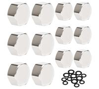Neikafan 12 Tapones Ciegos de 1/2 3/4 Pulgadas, Rosca Interior de Inox | Tapa Final de 1/2 con Junta de Acero Inoxidable para Tubería de Agua Gardena, Tapones Ciegos para Tubos