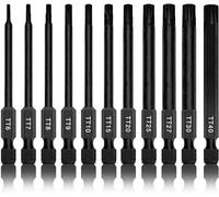 NEIKO 01149A Torx Head Drill Bit Set, 11-Piece Sizes TT6 to TT40 | Tamperproof Magnetic Torx Bits | 3 Quick Release Shanks | Premium S2 Steel | Compatible with Power Drills and Impact Drivers