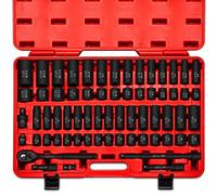 Neiko 02448A 1 2" Drive Master Impact Socket Set 65 Piece Deep and Shallow Socket Assortment Standard SAE (3 8Inch to 11 4Inch) and Metric (1024 mm) Sizes Includes Adapters and Ratchet Handle