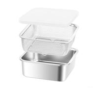 NEIQIUWING Juego de 3 bandejas de horno de acero inoxidable con cesta para freír, bandeja esmaltada para horno Bosch para siemens para neff, bandeja rectangular 19 x 19 cm (19 x 19 x 7,2 cm)