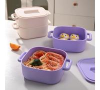 NEIQIUWING Vaporera de silicona para microondas y horno, tapa a prueba de fugas con válvula, diseño multicapa para separar alimentos, fácil de limpiar, gris/rosa/morado/verde/blanco (gris)