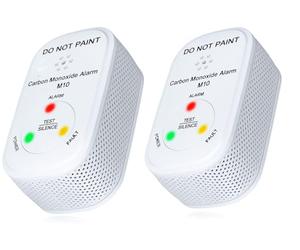 NEMAXX® M10 Mini Detector de CO Set de 2 - Detector de Monóxido de Carbono para Interiores con Batería Integrada, Sensor Electroquímico, Vida Útil de 10 Años, Alarma de 85 dB, Test/Silence, EN 50291-1