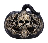 Nemesis Now Calavera de Calabaza de Cosecha barroca de 16,7 cm, Resina, Calabaza Negra y Adorno de Calavera Dorada, decoración de Halloween, diseño Barroco, Calabaza Reutilizable, Fundido en la Mejor